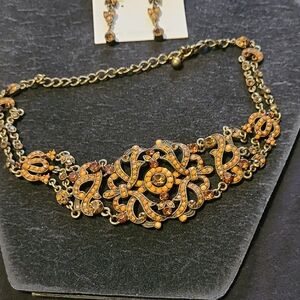 Austrian Crystal Choker Necklace & Earring Set - NEW